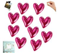10PCS Heart Shape Refrigerator Magnets - 3D Love Fridge Magnets, Multi-Color Heart Strong Hold Decorative Magnetic Set for Photos Notes on Fridge Whiteboard Office Kitchen Decor (Deep Pink)