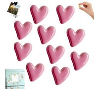 10PCS Heart Shape Refrigerator Magnets - 3D Love Fridge Magnets, Multi-Color Heart Strong Hold Decorative Magnetic Set for Photos Notes on Fridge Whiteboard Office Kitchen Decor (Pink)