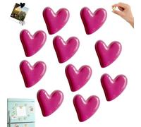 10PCS Heart Shape Refrigerator Magnets - 3D Love Fridge Magnets, Multi-Color Heart Strong Hold Decorative Magnetic Set for Photos Notes on Fridge Whiteboard Office Kitchen Decor (Rose Red)