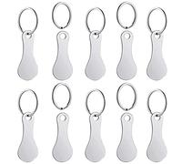 10pcs Jeton de Chariot Clé en Forme de Jeton de Caddie Panier en Acier Inoxydable Puce de Chariot en Métal Amovible pour Les Gadgets de Commodité du Panier