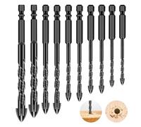 10PCS Jeu de forets à carrelage avec tige hexagonale Foret universel pour céramique, foret à verre Foret à pierre Set de forets,verre, béton, mur, Ø 3-12 mm