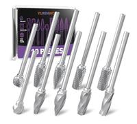 10pcs Jeu de Fraises en Carbure Compatible avec Dremel, Tranches simples et doubles en acier au tungstène pour outils rotatifs Tige 1/8” pour Bricolage, Sculpture sur bois, Polissage métaux, Gravure