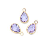10pcs July Ruby Birthstone Charms 14x8mm Teardrop Crystal Beads Gold Plated Brass for Jewelry Craft Making CCP16-7