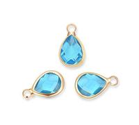 10pcs July Ruby Birthstone Charms 14x8mm Teardrop Crystal Beads Gold Plated Brass for Jewelry Craft Making CCP16-7