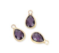 10pcs July Ruby Birthstone Charms 14x8mm Teardrop Crystal Beads Gold Plated Brass for Jewelry Craft Making CCP16-7