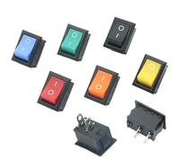10Pcs KCD1-101 Interrupteur à bascule à 2 broches à plan incliné 2 positions 6A 250VAC / 10A 125VAC Interrupteur marche-arrêt Rouge Orange Jaune Vert(3 mixed colors)