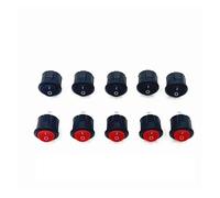 10pcs KCD1-105 Diameter Small Round Boat Rocker Switches Black Round Black White Red 2 Pin ON-OFF Rocker Switch NWPNLXEA(10Pcs)