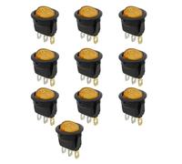 10Pcs KCD1 12V 20A / 220v 10A ON/OFF 20mm Round Rocker Switch LED illuminated Car Dashboard Dash Boat Van With light(Yellow,AC 220V)