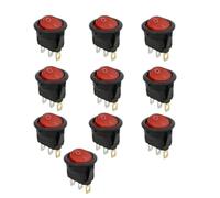 10Pcs KCD1 12V 20A / 220v 10A ON/OFF 20mm Round Rocker Switch LED illuminated Car Dashboard Dash Boat Van With light(Red,DC 12V)
