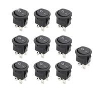 10pcs KCD1 20MM Round Rocker Switch Square Base 4Pins AC 250V 6A 125V 10A Black ON/OFF 4 Feet Power Switches