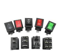 10Pcs KCD1 Series 2/3/4 Pin Boat Car Rocker Position Power Switches 15mm x 21mm Black Red Green 6A/250V 10A/125V AC Wholesale(Green Light 4Pin)