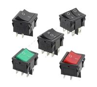 10PCS KCD5 21x24mm 21 * 24mm Rocker Switches Kit 4 Pin 6Pin 2 Position 3 Position 6A/12A 250VAC ON-OFF ON-OFF-ON Power Switch(2D6P-Black)