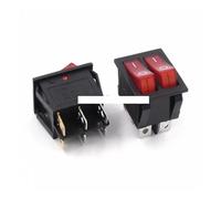 10Pcs KCD6 25x31mm With Red Light Big Rocker Switches Two-Way Switch 6 Pin 2 Position 15A 250V 20A 125VAC ON-OFF