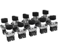 10Pcs Knob Switch Self Locking 2 Position 1 NO Rotary Selector Switch for Machine Control