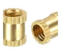 10PCS Knurled Threaded Insert Nuts 1/4"-20 X 6mm(L) X 8mm(OD)/ M3/8x5/12/16mm(L) x4/10mm (OD) Female Thread Brass Embedment Nut(Size 2)