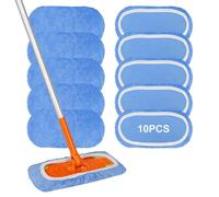 10Pcs Lingettes Reutilisable pour Swiffer Sweeper, 25,4 x 11,5 cm Chiffons de Serpillière en Microfibre, Lingettes Compatibles Swiffer Balai et Mop, Lavables Mop de Chiffons de Rechange pour Sols Tous