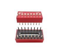 10Pcs/Lot 2.54mm Pitch Slide Type Switch Module Red 1/2/3/4/5/6/8/9/10Pin Position Way DIP Toggle Switch Snap Switch Dial Switch NWPNLXEA(8pin-10pcs)