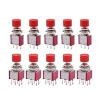 10pcs/lot 6mm PS-102 202 Mini 3pin 6pin SPDT DPDT Momentary Push Button Switch 2A 250VAC 5A 120VAC Toggle Switch with Red Cap(PS-102)