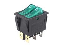 10Pcs/Lot KCD4-202-6P/4P Black Color Double On-Off Size 31 * 25 Rocker Switch NWPNLXEA(6P Green)