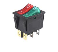 10Pcs/Lot KCD4-202-6P/4P Black Color Double On-Off Size 31 * 25 Rocker Switch NWPNLXEA(6PRedGreen)