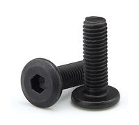 10pcs/lot M4 M5 Black Carbon Steel CM Large Flat Hex Hexagon Socket Allen Screw Furniture Screw Connector Joint Bolt (Color : 12mm x10pcs, Size : M5)