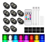 10Pcs lumières stroboscopiques LED sans fil, 8 couleurs 10 types d'effets lumineux rechargeables par USB lumières d'avertissement anti-collision lumières stroboscopiques LED pour vélos, drones, motos