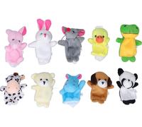 10pcs marionnettes à doigt Court en peluche mignon animal de bande dessinée gant de marionnettes pour les enfants de plus de 3 ans
