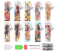 10PCS Marque Page Diamond Painting Cheval, Creative Bookmark pour DIY