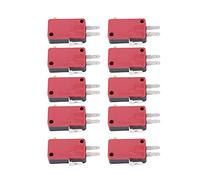 10pcs Micro Interrupteur, Micro Interrupteur de Fin de Course Rouge Longue Charnière Droite 3 Broches Bouton Poussoir Remplacement de Micro Interrupteur pour Jeu D'arcade
