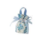 10pcs Mini Floral Drawstring Bag Canvas Bowknot Jewelry Pouch Pearl Chain Wedding Favors Candy Packaging Pour Bonbons