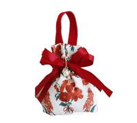 10pcs Mini Floral Drawstring Bag Canvas Bowknot Jewelry Pouch Pearl Chain Wedding Favors Candy Packaging Pour Bonbons