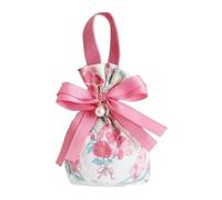 10pcs Mini Floral Drawstring Bag Canvas Bowknot Jewelry Pouch Pearl Chain Wedding Favors Candy Packaging Pour Bonbons