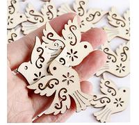 10pcs Mini Oiseaux en Bois Forme Tranches, Embellissements Balises De Forme en Bois pour Soirée De Mariage De Noël Artisanat Table Parsemer