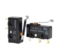 10pcs Miniature Micro Switch SS-5GL13-125/250V Travel Limit Switch with 3 Legs, Pushbutton, 3/5A Current, 1 Open 1 Close