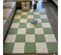 10pcs Moquette à emboîter Moquette Moelleux Tapis de Jeu Carré, Tapis de Sol en Mousse en Peluche avec Bord Carreaux imbriqués Protection de Sol Puzzle (Size : 0.39 Pouces, Color: Vert+Wei)