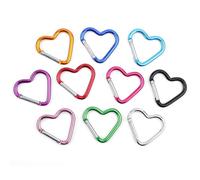 10pcs Mousquetons en Forme de Cœur, Mousqueton Mignon en Alliage d'Aluminium Porte-Clés en Forme de Cœur pour Le Camping Le Sac à Dos la Bouteille d'eau Mousqueton en Forme de Cœur