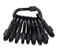 10pcs Mousquetons Escalade Mousqueton Aluminium avec Bouchon à Vis, Convient pour la Randonnée, Le Vélo, la Corde, la Pêche, Noir