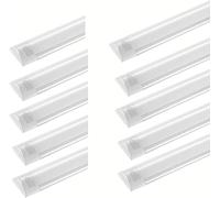 10pcs Néon LED 60CM 20W Réglette - 2400lm 3000K Blanc Chaud 23.62inch Plafonnier pour Garage, Atelier, Bureau, Chambre - Sans Prise Ni Fil de Terre