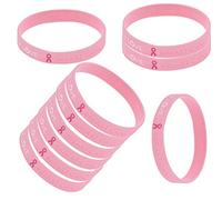 10PCS Octobre Rose Bracelet en Ruban Silicone Bracelet de Sensibilisation au Cancer du Sein Bracelets Lutte contre Cancer du Sein Espoir Croire Force Courage Supplies pour Octobre Rose Accessoires
