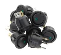 10Pcs ON/OFF 12V 220V 20mm Round Rocker Dot Switch Waterproof LED Light Luminescence Toggle Switches 3Pin(Green,AC 220V)