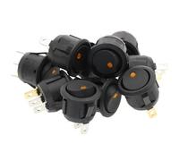 10Pcs ON/OFF 12V 220V 20mm Round Rocker Dot Switch Waterproof LED Light Luminescence Toggle Switches 3Pin(Yellow,AC 220V)