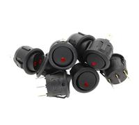 10Pcs ON/OFF 12V 220V 20mm Round Rocker Dot Switch Waterproof LED Light Luminescence Toggle Switches 3Pin(Red,DC 12V)