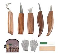 10Pcs Outils Sculpture sur Bois en Acier Carbone Ensemble d'outils de Sculpture sur Bois avec Couteau à Crochet Couteau à Découper Professionnels Outils de Gravure en Bois pour Travail du Bois