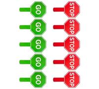 10PCS/Pack Reversible Handheld Stop and Go Sign Crossing Guard Stop for Parking Road Management Classroom Teaching Aid