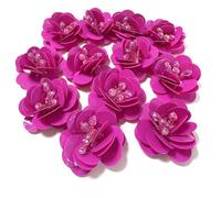 10PCS/Pack Rose Red Sequins Flower Shape Patch Cute Handmade Sew On For Clothing Jeans Jacket Hat Shoes Decoration