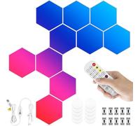 10pcs Panneau LED Hexagone Murale Lampe, Smart Music Sync Deco Modulaires RGB Lights App &Télécommande Contrôle, Gaming Setup Neon Deco Appliques pour Decor Accueil, Bar, Fête, Salles Gaming (10pcs)