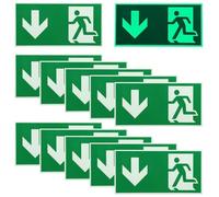 10pcs Panneau Sortie de Secours: 300 x 150 mm Panneau Issue de Secours, Plaque de Issue der Secours, Panneau de Sortie Urgence Photoluminescents, Autocollant Panneau Sortie de Secours