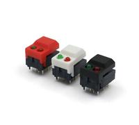 10Pcs PB86-A2 Red and Green LED 8Pin Momentary PCB SPDT Square Push Button Tact Switch AUOQKQUT(10Pcs Red)