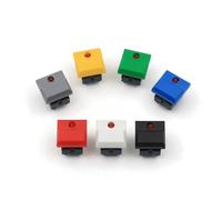 10Pcs PB86-B1 Large Cap Red LED 6Pin Momentary SPDT Square Push Button Switch For Stage Control Equipment(10Pcs Black)