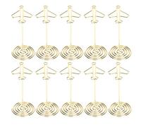 10pcs pince de carte de visite, numéro de table de mariage en forme d'avion porte-cartes de place avec base de fil de fer pinces à notes de carte de bureau pour décorations de table de fête de mariage
